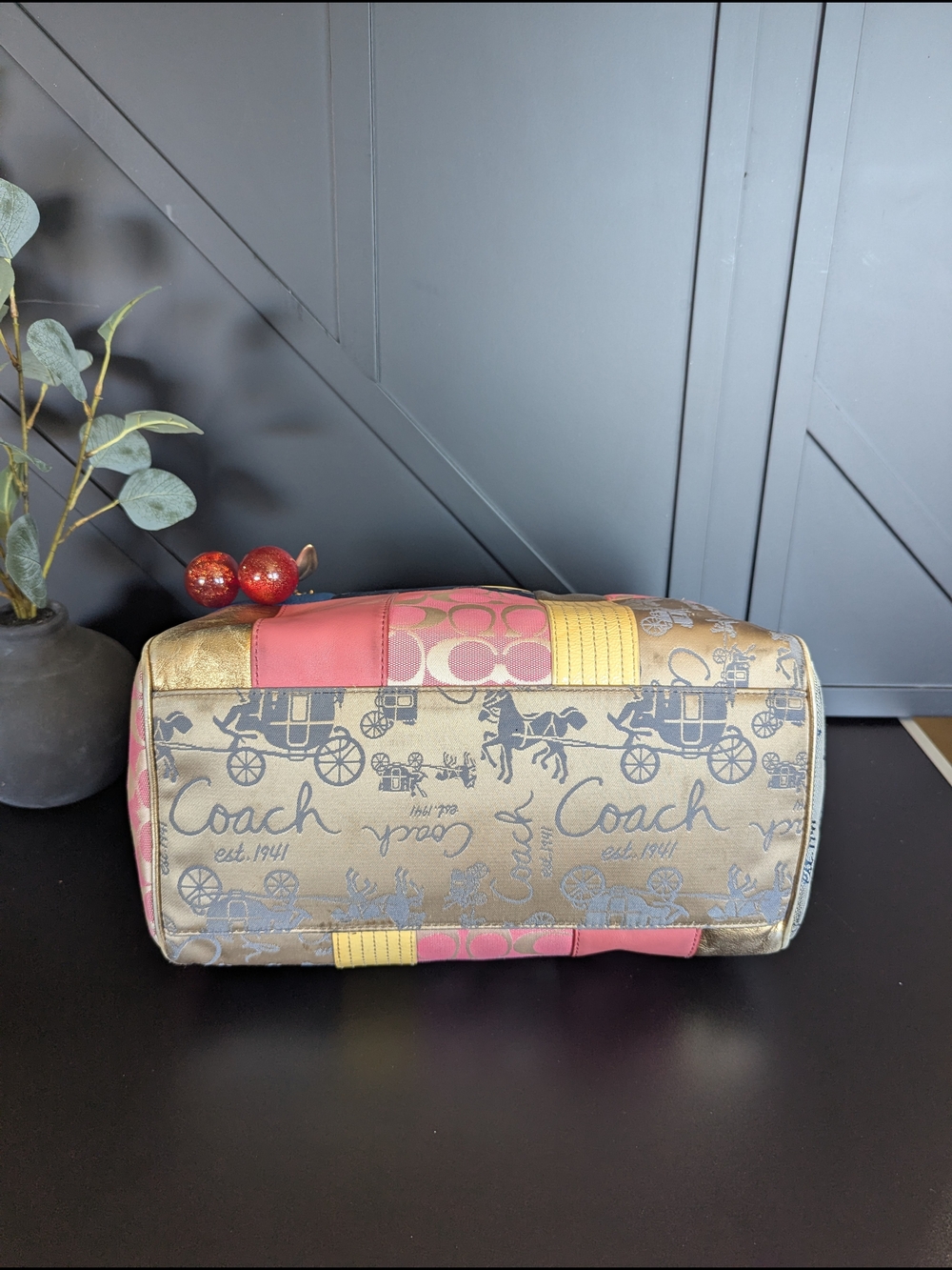 Coach Multicolor Patchwork Shoulder Bag with Gold Accents - Picture 7 of 15
